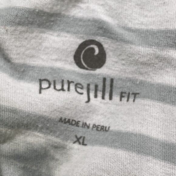 Pure Jill Size XL Tie Dye Striped Gray Cotton Comfy Open Front Cardigan Sweater - Picture 5 of 7